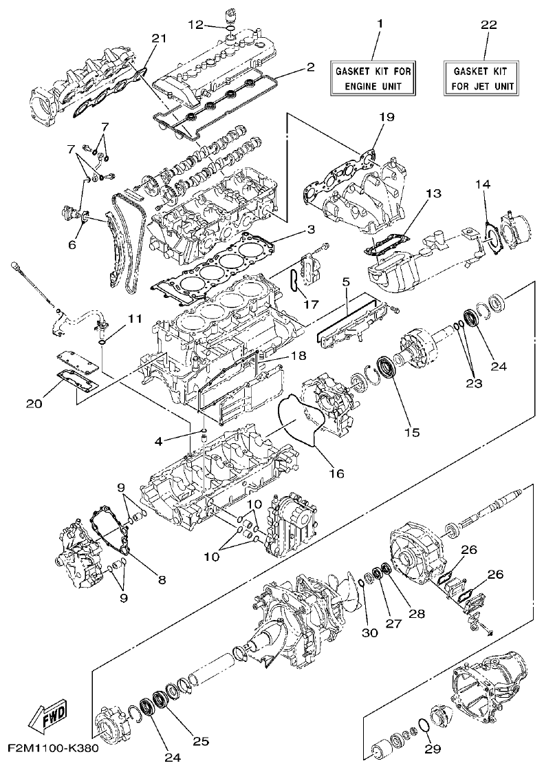 Yamaha VX18002011(2) REPAIR KIT 1 parts diagram
